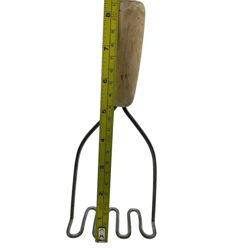 Vintage Potato Masher Wooden Handle Metal Farmhouse Decor 8.5 inch